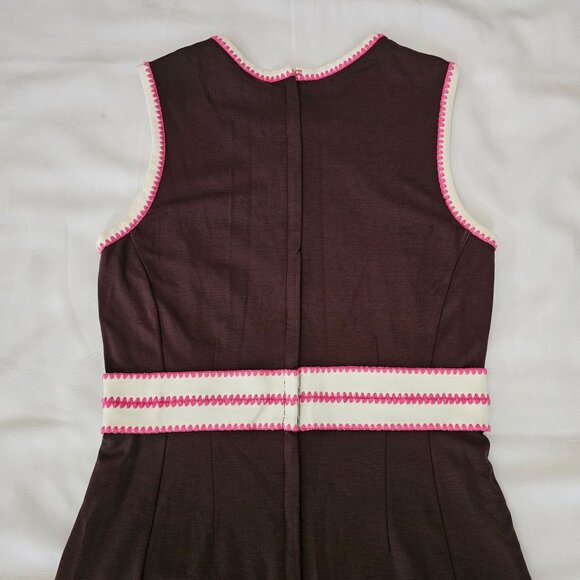Lilly Pulitzer Women's Brown/Pink Stitching Accent Fannie Sheath Dress Sz Small - Picture 4 of 15